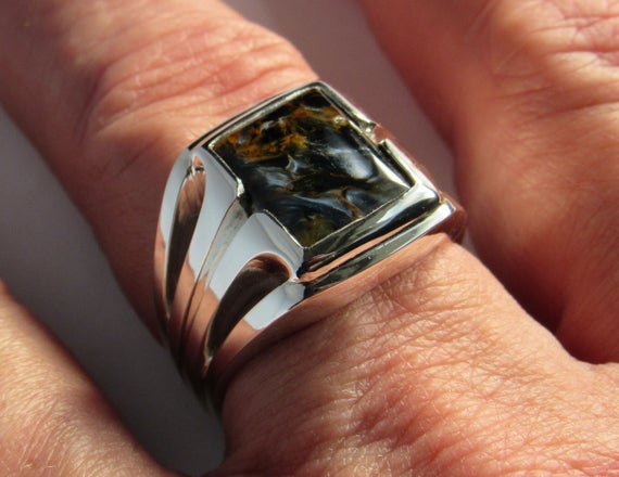 Pietersite Silver Ring/ Mens Pietersite Ring/~size 10.75~ 13x11mm Aaa Pietersite~gents Mens Ring~artisan Handmade Boho Original