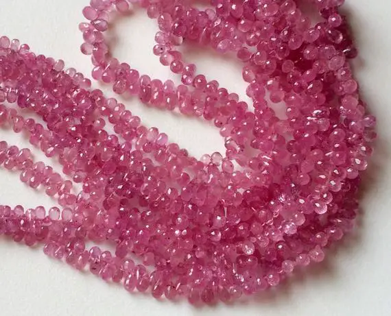 3x5mm - 4x6mm Pink Sapphire Faceted Tear Drops, Natural Pink Sapphire Briolettes, Pink Sapphire For Necklace (10pc To 25pcs Options) - Apa25