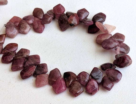 9-13mm Rare Pink Tourmaline Plain Fancy Shield Beads, Natural Pink Tourmaline Rough Shield Shape Designer For Necklace (4in To 8in Options)