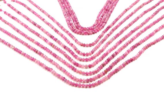 Pink Tourmaline Beads,tourmaline Round Beads,faceted Tourmaline,gemstone Beads,semiprecious Beads,natural Beads,wholesale  - 16" Full Strand