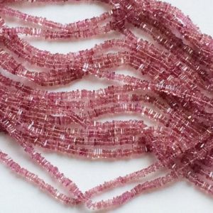 3.5mm Pink Tourmaline Heishi Beads, Pink Tourmaline Spacer Beads, Pink Tourmaline For Jewelry, Pink Tourmaline Square Heishi (4IN To 16IN) | Natural genuine other-shape Gemstone beads for beading and jewelry making.  #jewelry #beads #beadedjewelry #diyjewelry #jewelrymaking #beadstore #beading #affiliate #ad
