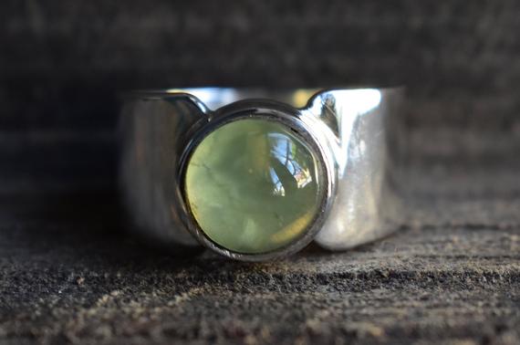 Prehnite Mens Ring,925 Silver Ring,natural Prehnite Ring,mens Ring,unisex Ring,mens Prehnite Ring,green Prehnite Ring,prehnite Gemstone Ring