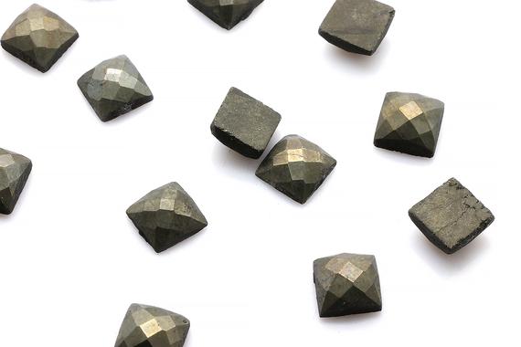 Square Pyrite Gemstone,square Cabochon,faceted Cabochons,jewelry Making,jewelry Supplies,gray Cabochon,square Stone For Ring - Aa Quality