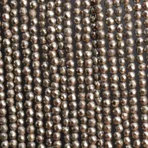 Shop Pyrite Beads! Genuine Natural Copper Pyrite Loose Beads  Faceted Round Shape 2mm 3mm 4mm | Natural genuine beads Pyrite beads for beading and jewelry making.  #jewelry #beads #beadedjewelry #diyjewelry #jewelrymaking #beadstore #beading #affiliate #ad