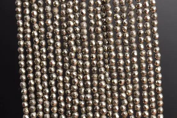 Genuine Natural Copper Pyrite Loose Beads  Faceted Round Shape 2mm 3mm 4mm
