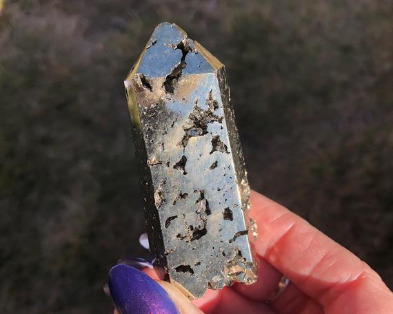 Pyrite Druzy Tower, Sparkly Crystal Geode Point, Peruvian Pyrite Cluster, Fools Gold #4