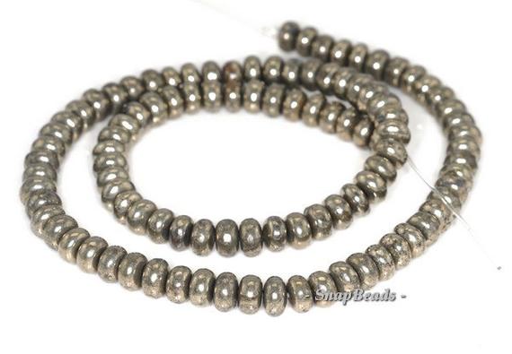 6x4mm Palazzo Iron Pyrite Gemstone Rondelle Donut 6x4mm Loose Beads 16 Inch Full Strand (90144947-404)