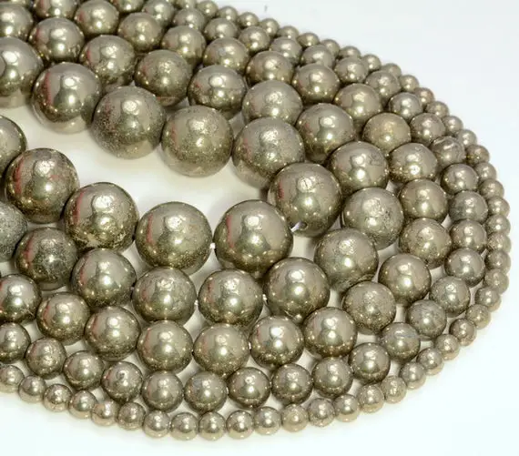 10mm Palazzo Iron Pyrite Gemstones Grade Aaa Round Loose Beads 15.5 Inch Full Strand (90107042-107)