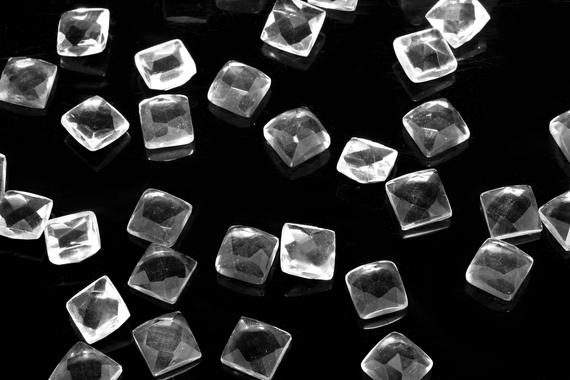 Square Cabochons,quartz Cabochons,crystal Quartz,clear Quartz,4mm Square Cab,semiprecious Gems,loose Gemstones,craft Supplies - Aa Quality