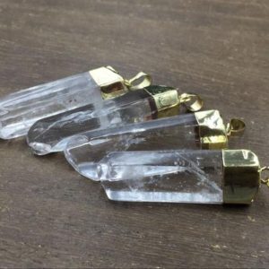3-10pcs Wholesale Clear Quartz Pendant Polished Natural Quartz Crystal Pendant 24K Gold Plated B Grade Bulk Quartz Crystal Pendant | Natural genuine Gemstone jewelry. Buy crystal jewelry, handmade handcrafted artisan jewelry for women.  Unique handmade gift ideas. #jewelry #beadedjewelry #beadedjewelry #gift #shopping #handmadejewelry #fashion #style #product #jewelry #affiliate #ad