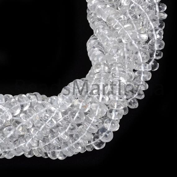 Rock Crystal Plain Rondelle Beads,crystal Smooth Rondelle Shape Bead,rock Crystal Natural Rondelle(8-9mm) Beads,crystal Wholesale Beads