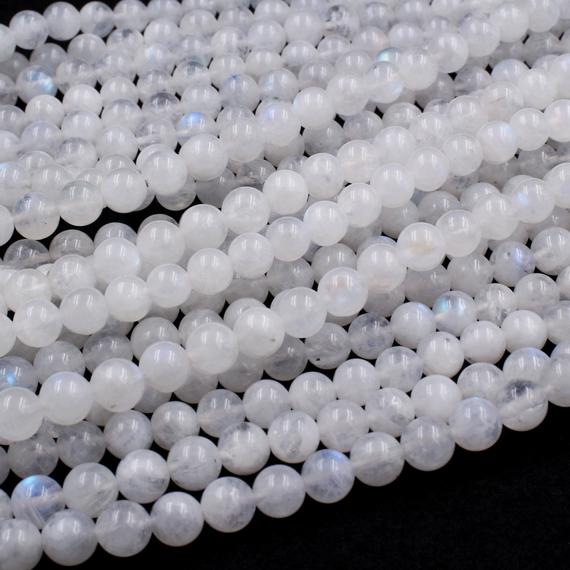 Natural Rainbow Moonstone 3mm 4mm 6mm 8mm 10mm 12mm Round Beads 15.5" Strand