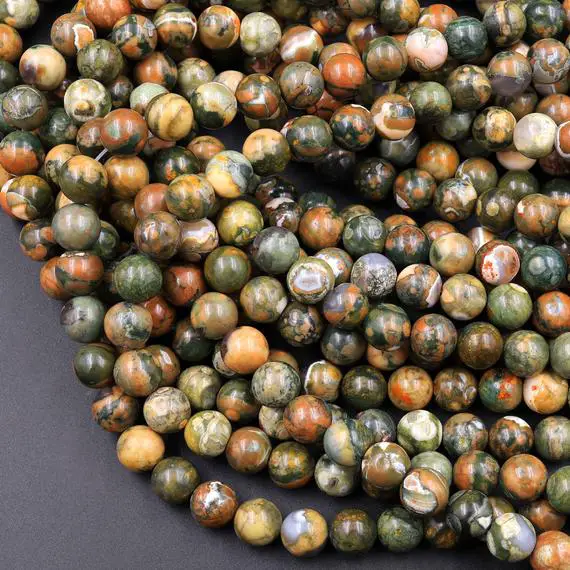 Natural Rainforest Rhyolite Jasper 4mm 6mm 8mm 10mm Round Beads 15.5" Strand
