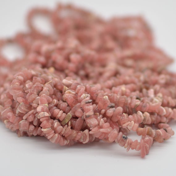 Natural Rhodochrosite Semi-precious Gemstone Chips Nuggets Beads - 5mm - 8mm, 32" Strand
