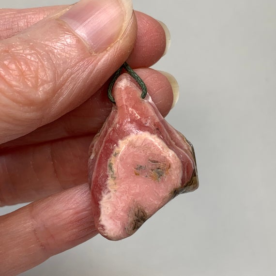 1.5" Rhodochrosite Pendant - Side Drilled - Tumbled - Natural Crystal - Unaltered - Untreated - Healing Crystal - Meditation Stone - 20g