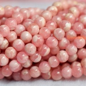 Shop Rhodochrosite Round Beads! 15.75“ 4mm Rhodochrosite Round Beads AA Quality, red semi-precious stone with white stripe, pink beads,Argentina Rhodochrosite W2GD5 | Natural genuine round Rhodochrosite beads for beading and jewelry making.  #jewelry #beads #beadedjewelry #diyjewelry #jewelrymaking #beadstore #beading #affiliate #ad