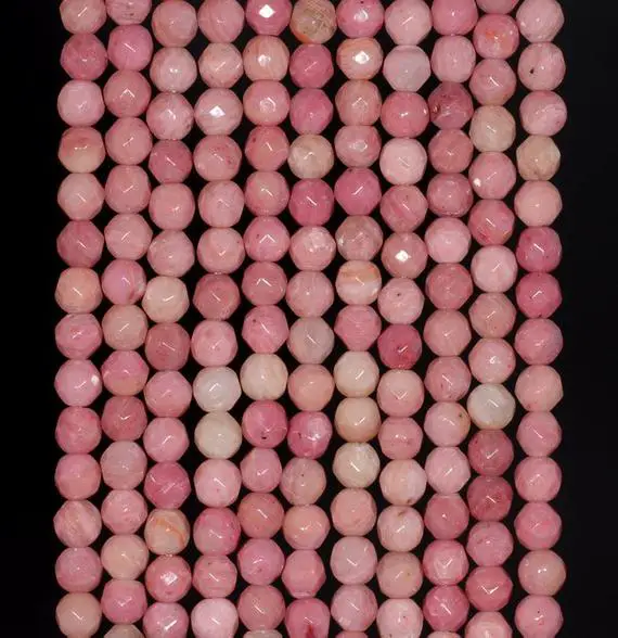 4mm  Rhodonite Gemstone Faceted Round Loose Beads 15 Inch Full Strand (80002004-a58)