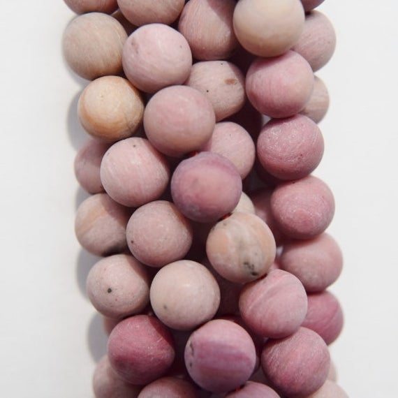 6 Mm Genuine Matte Rhodonite Beads - Round 6 Mm Gemstone Beads - Full Strand 15 1/2", 58 Beads, A+ Quality