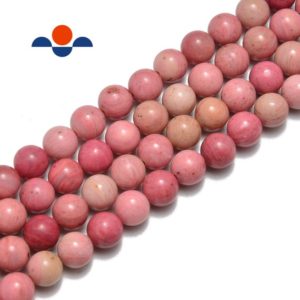 Pink Petrified Rhodonite Smooth Round Beads 6mm 8mm 10mm 15.5" Strand | Natural genuine round Rhodonite beads for beading and jewelry making.  #jewelry #beads #beadedjewelry #diyjewelry #jewelrymaking #beadstore #beading #affiliate #ad