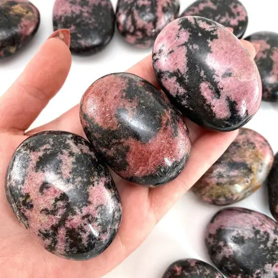 Rhodonite Palm Stone, Rhodonite Palmstone, Polished Rhodonite, Crystal Palm Stone