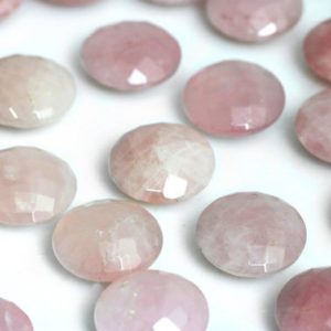 CLEARANCE SALE – Double side faceted rose quartz,16mm round rose quartz, gemstone cabochon,faceted gemstone,pink gemstone – AA Quality |  #affiliate