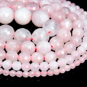 Natural Rose Quartz Loose Beads Grade A Micro Faceted Round Shape 6mm 7-8mm 10mm | Natural genuine faceted Rose Quartz beads for beading and jewelry making.  #jewelry #beads #beadedjewelry #diyjewelry #jewelrymaking #beadstore #beading #affiliate #ad