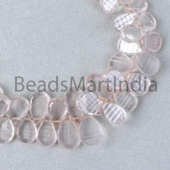 Rose Quartz Fancy Cut Pear Shape Beads, 7x10.5-9.5x14.5 Mm Rose Quartz Beads, Rose Quartz Gemstone Beads, Rose Quartz Pear Shape Beads