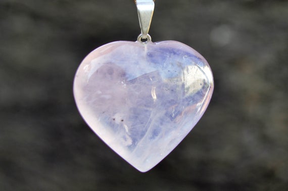 Pink Quartz Heart Pendant - Rose Quartz Pendant - Healing Crystal Pendant - Rose Quartz Necklace - Chakra Jewelry