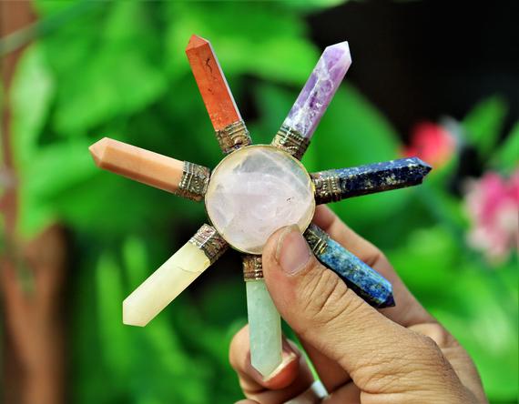 Small 110mm Natural Gemstone Pink Rose Quartz Antenna With Pencil Point Seven Chakra Stone Healing Metaphysical Energy Generator