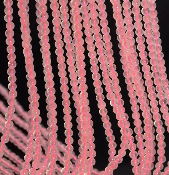 3mm Rose Quartz Gemstone Pink Round Loose Beads 15.5 Inch Full Strand (90185000-896)