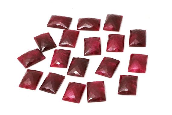Ruby Cabochon,rectangle Cabochon,faceted Cabochon,red Ruby Gemstone,gemstone Cabochon,dyed Ruby,dark Red Stone - Aa Quality