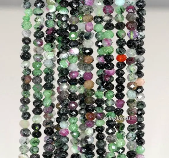 4x3mm Ruby Zoisite Gemstone Grade A Faceted Rondelle 4x3mm Loose Beads 16 Inch Full Strand (90191941-341)