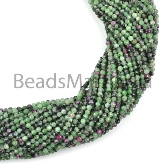 2.35-2.65 Mm Ruby Zoisite Faceted Rondelle Beads, Faceted Ruby Zoisite Beads, Ruby Zoisite Rondelle Beads, Ruby Zoisite Beads, Natural Beads