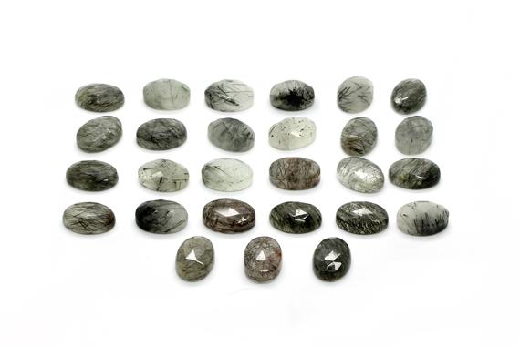 Black Rutilated Quartz,faceted Cabochon,oval Cabochon,gemstone Cabochon,quartz Cabochon,multi Color Cabochon,natural Cabochons  - Aa Quality