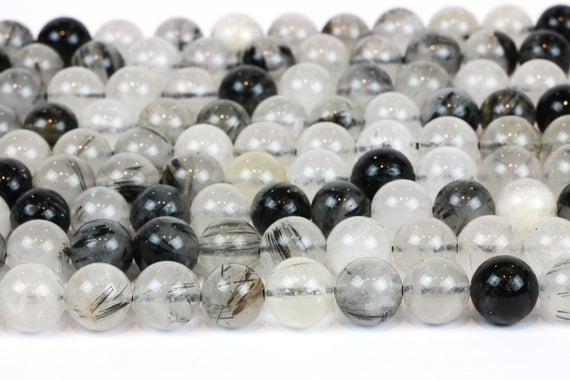Rutilated Quartz Beads,black White Beads,quartz Beads,raw Beads,natural Beads,loose Beads,diy Beads,jewelry Making Beads - 16" Strand