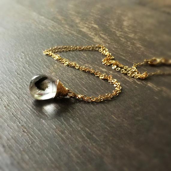 Black Necklace - Rutilated Quartz Necklace - Quartz Necklace - Gemstone Pendant - Gold Chain Jewellery - Everyday Jewelry