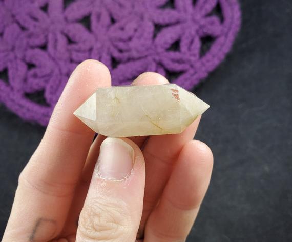 Rutilated Quartz Double Terminated Point Wand Crystal Grid High Quality Gold Rutile Included Quartz Polished Small
