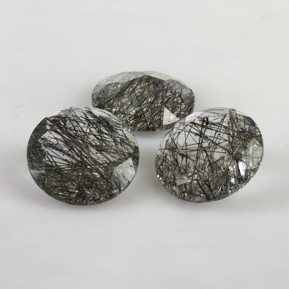 Rutilated Quartz Faceted Cut Round Gemstone 9 Mm, 10 Mm, Rutile Jewelry Gemstone, Black Rutile Quartz Pendant Stone, Black Tourmaline