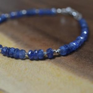 Shop Sapphire Bracelets! Blue Sapphire Bead Bracelet in Sterling Silver, 14k Gold Fill // September Birthstone Bracelet // 5th, 45th Anniversary Gift // Bracelet Set | Natural genuine Sapphire bracelets. Buy crystal jewelry, handmade handcrafted artisan jewelry for women.  Unique handmade gift ideas. #jewelry #beadedbracelets #beadedjewelry #gift #shopping #handmadejewelry #fashion #style #product #bracelets #affiliate #ad