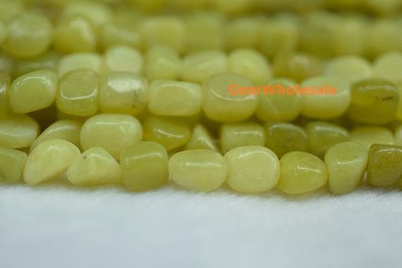 15.5" 5~7mm Olive Jade Pebbles Beads, Small Olive Jade Pebbles, Olive Jade Potato Beads, Small Nugget Beads, Serpentine Pebbles