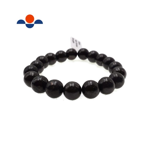 High Carbon Shungite Bracelet Smooth Round Size 8mm 10mm 7.5" Length