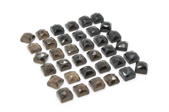 Square Smoky Quartz Cabochons,square Cabochons,square Cut Gem,gemstone Cabochons,brown Smokey Quartz,faceted Cabs,aa Quality