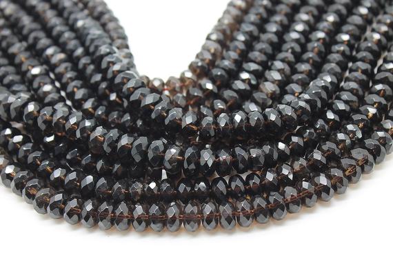 Faceted Gemstone Beads,faceted Rondelles Beads,smoky Quartz Beads,beading Supplies Jewelry Making Diy - 16" Full Strand