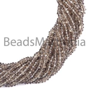 Shop Smoky Quartz Faceted Beads! Smoky Quartz Rondelle Shape Beads, Smooky Faceted Quartz Rondelle Bead, Smoky Quartz Beads, Smoky Quartz 4-5MM | Natural genuine faceted Smoky Quartz beads for beading and jewelry making.  #jewelry #beads #beadedjewelry #diyjewelry #jewelrymaking #beadstore #beading #affiliate #ad