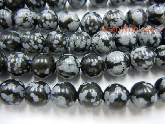 15.5“ 4mm/6mm Natural Snowflake Obsidian Round Beads,black White Semi-precious Stone, Diy Jewelry Beads, Jewelry Supply