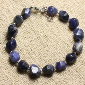 Shop Sodalite Bracelets! Bracelet 925 sterling silver and stone – Sodalite 8mm faceted Nuggets | Natural genuine Sodalite bracelets. Buy crystal jewelry, handmade handcrafted artisan jewelry for women.  Unique handmade gift ideas. #jewelry #beadedbracelets #beadedjewelry #gift #shopping #handmadejewelry #fashion #style #product #bracelets #affiliate #ad