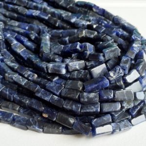 Shop Sodalite Necklaces! 5x10mm Natural Blue Sodalite Bricks, Dark Blue Beads, Sodalite For Necklace, Sodalite Stone For Jewelry (1Strand To 5Strands Options) | Natural genuine Sodalite necklaces. Buy crystal jewelry, handmade handcrafted artisan jewelry for women.  Unique handmade gift ideas. #jewelry #beadednecklaces #beadedjewelry #gift #shopping #handmadejewelry #fashion #style #product #necklaces #affiliate #ad
