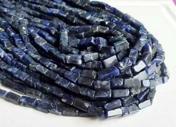 5x10mm Natural Blue Sodalite Bricks, Dark Blue Beads, Sodalite For Necklace, Sodalite Stone For Jewelry (1strand To 5strands Options)