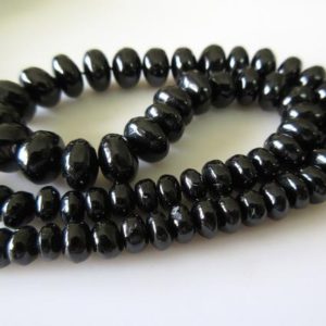 Shop Spinel Rondelle Beads! Black Spinel Gemstone Smooth Rondelle Beads, 6mm To 10mm Spinel Beads, 16 Inch Strand, Sold As 5 Strand/50 Strands, GDS534 | Natural genuine rondelle Spinel beads for beading and jewelry making.  #jewelry #beads #beadedjewelry #diyjewelry #jewelrymaking #beadstore #beading #affiliate #ad