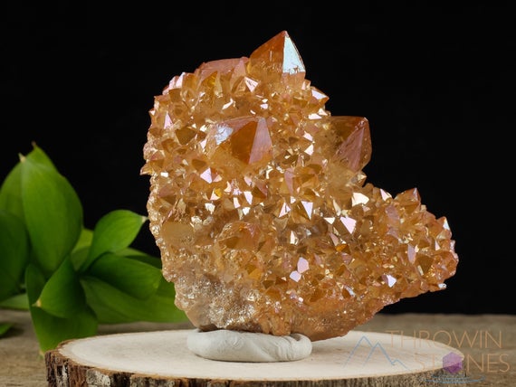 Tangerine Aura Quartz - Rainbow Aura Quartz, Crystal Cluster, Spirit Quartz, Crystal Decor, Metaphysical, R0501